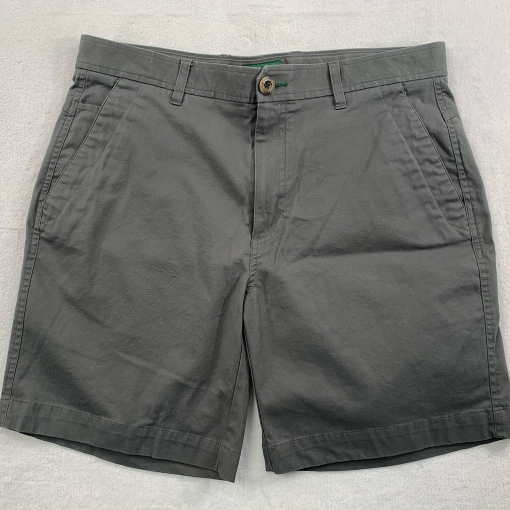 Orvis Men's‎ 34 Gray Khaki Flat Front Casual Shorts